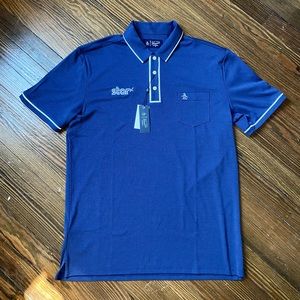 Original Penguin Mens Black Iris 100% polyester Golf Polo Shirt M Munsingwear